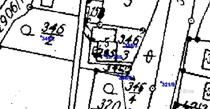 Parcela st. 285 v KÚ Střítež nad Ludinou, Katastrální mapa