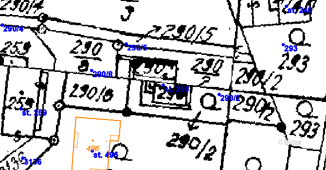 Parcela st. 290 v KÚ Střítež nad Ludinou, Katastrální mapa