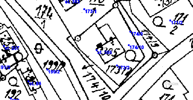 Parcela st. 305 v KÚ Střítež nad Ludinou, Katastrální mapa