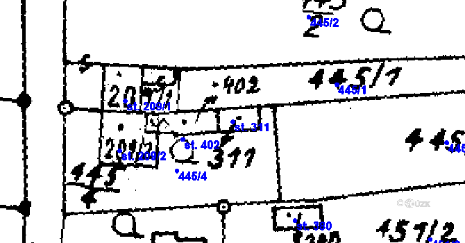 Parcela st. 311 v KÚ Střítež nad Ludinou, Katastrální mapa