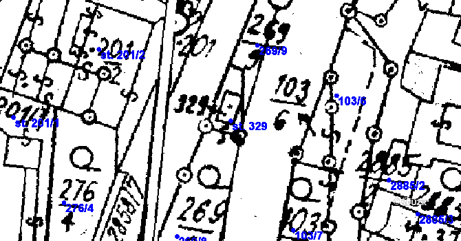 Parcela st. 329 v KÚ Střítež nad Ludinou, Katastrální mapa