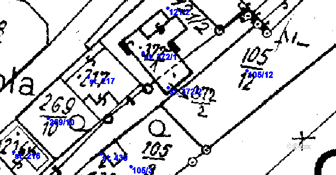 Parcela st. 372/2 v KÚ Střítež nad Ludinou, Katastrální mapa