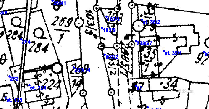 Parcela st. 103/2 v KÚ Střítež nad Ludinou, Katastrální mapa