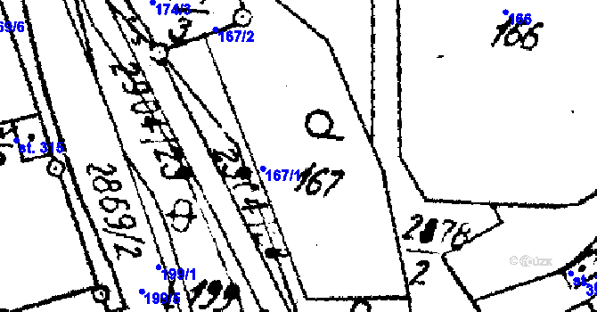 Parcela st. 167 v KÚ Střítež nad Ludinou, Katastrální mapa