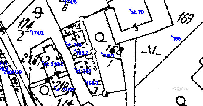 Parcela st. 168/1 v KÚ Střítež nad Ludinou, Katastrální mapa