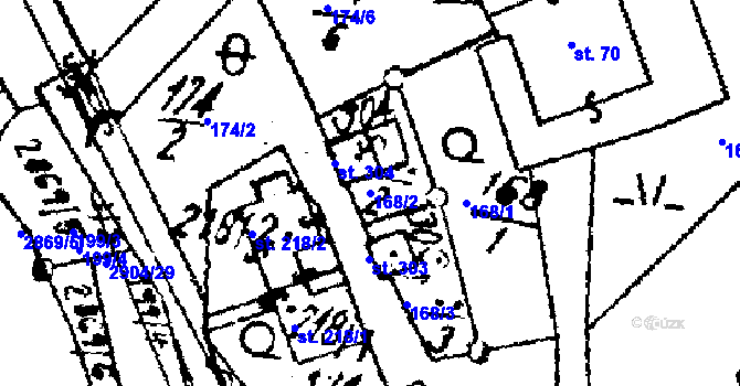 Parcela st. 168/2 v KÚ Střítež nad Ludinou, Katastrální mapa