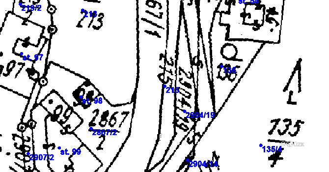 Parcela st. 215 v KÚ Střítež nad Ludinou, Katastrální mapa