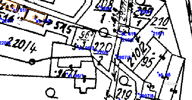 Parcela st. 220/2 v KÚ Střítež nad Ludinou, Katastrální mapa