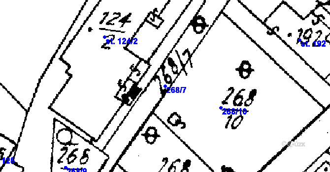 Parcela st. 268/7 v KÚ Střítež nad Ludinou, Katastrální mapa
