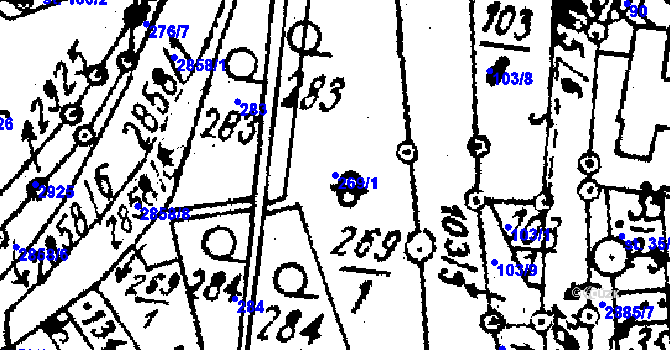Parcela st. 269/1 v KÚ Střítež nad Ludinou, Katastrální mapa