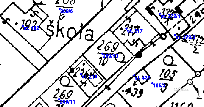 Parcela st. 269/10 v KÚ Střítež nad Ludinou, Katastrální mapa