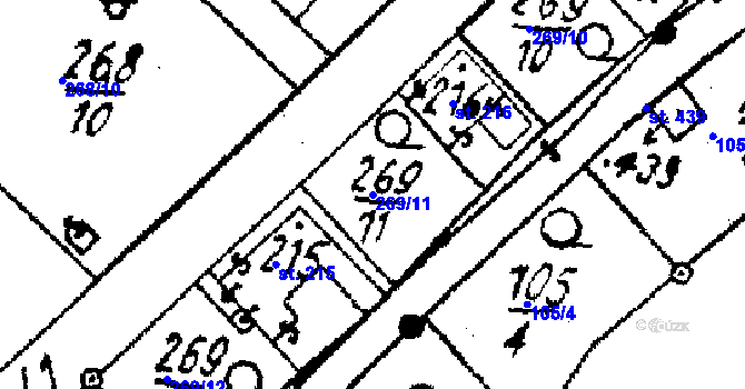 Parcela st. 269/11 v KÚ Střítež nad Ludinou, Katastrální mapa
