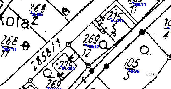 Parcela st. 269/12 v KÚ Střítež nad Ludinou, Katastrální mapa