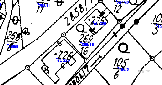 Parcela st. 269/16 v KÚ Střítež nad Ludinou, Katastrální mapa