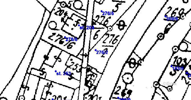 Parcela st. 276/2 v KÚ Střítež nad Ludinou, Katastrální mapa