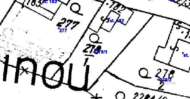 Parcela st. 278/1 v KÚ Střítež nad Ludinou, Katastrální mapa