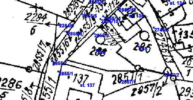 Parcela st. 288 v KÚ Střítež nad Ludinou, Katastrální mapa