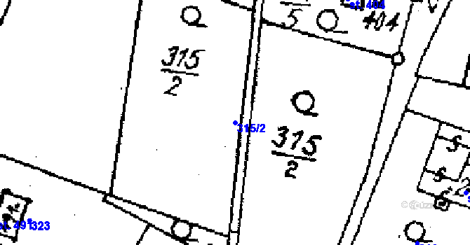 Parcela st. 315/2 v KÚ Střítež nad Ludinou, Katastrální mapa