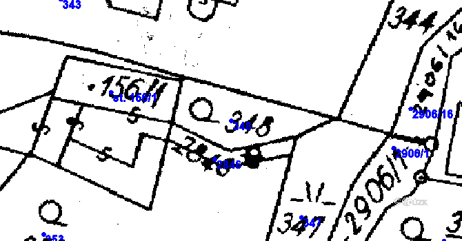 Parcela st. 348 v KÚ Střítež nad Ludinou, Katastrální mapa