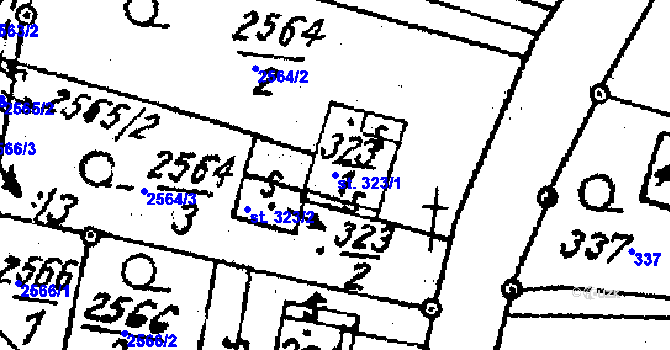 Parcela st. 323/1 v KÚ Střítež nad Ludinou, Katastrální mapa