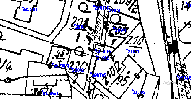 Parcela st. 419 v KÚ Střítež nad Ludinou, Katastrální mapa