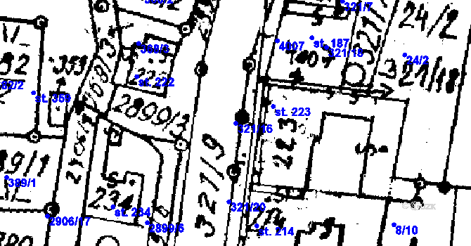 Parcela st. 321/16 v KÚ Střítež nad Ludinou, Katastrální mapa