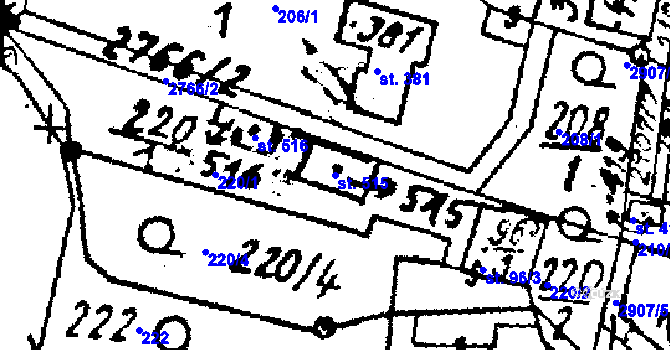 Parcela st. 515 v KÚ Střítež nad Ludinou, Katastrální mapa