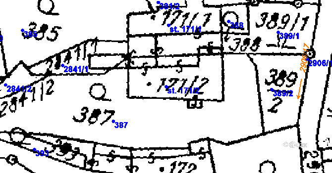 Parcela st. 171/2 v KÚ Střítež nad Ludinou, Katastrální mapa