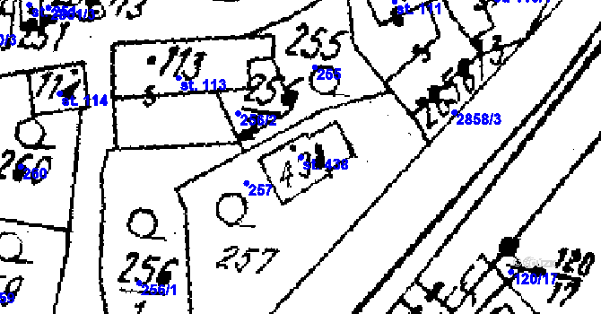 Parcela st. 438 v KÚ Střítež nad Ludinou, Katastrální mapa