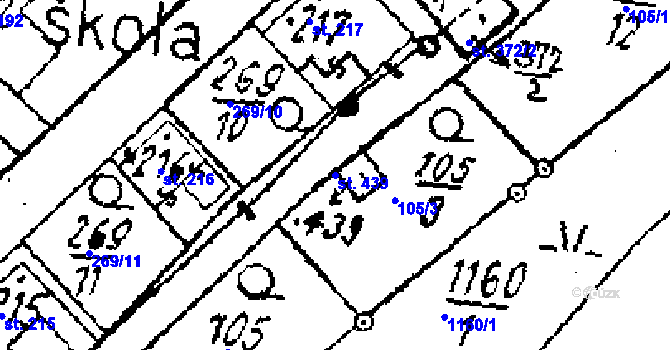 Parcela st. 439 v KÚ Střítež nad Ludinou, Katastrální mapa