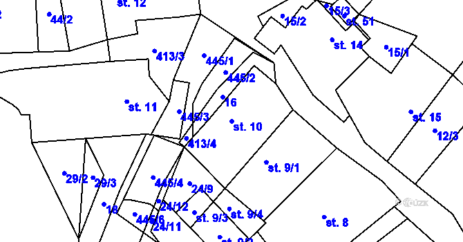 Parcela st. 10 v KÚ Střítež pod Křemešníkem, Katastrální mapa