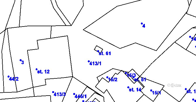 Parcela st. 61 v KÚ Střítež pod Křemešníkem, Katastrální mapa