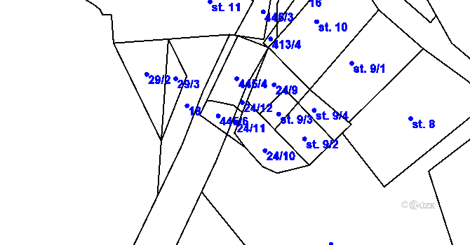 Parcela st. 24/11 v KÚ Střítež pod Křemešníkem, Katastrální mapa