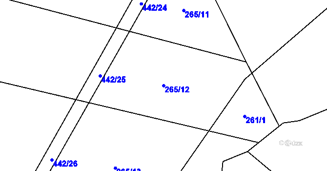 Parcela st. 265/12 v KÚ Střítež pod Křemešníkem, Katastrální mapa
