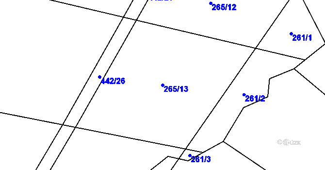 Parcela st. 265/13 v KÚ Střítež pod Křemešníkem, Katastrální mapa