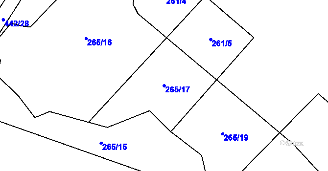 Parcela st. 265/17 v KÚ Střítež pod Křemešníkem, Katastrální mapa