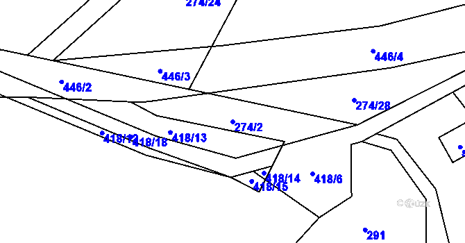 Parcela st. 274/2 v KÚ Střítež pod Křemešníkem, Katastrální mapa