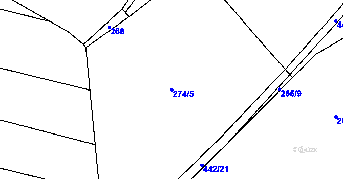 Parcela st. 274/5 v KÚ Střítež pod Křemešníkem, Katastrální mapa