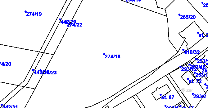 Parcela st. 274/18 v KÚ Střítež pod Křemešníkem, Katastrální mapa