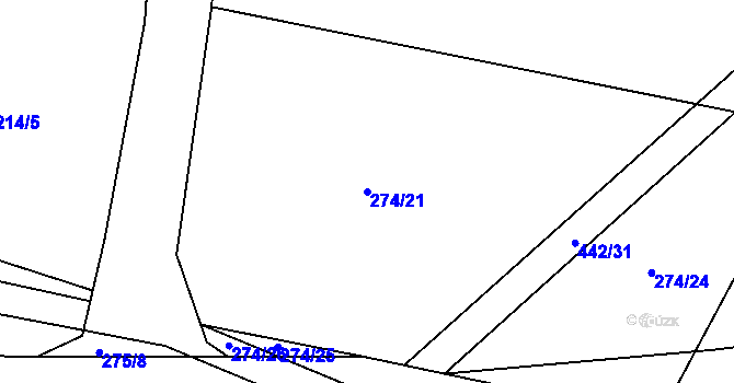 Parcela st. 274/21 v KÚ Střítež pod Křemešníkem, Katastrální mapa