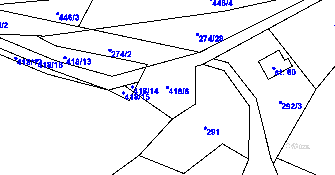 Parcela st. 418/6 v KÚ Střítež pod Křemešníkem, Katastrální mapa