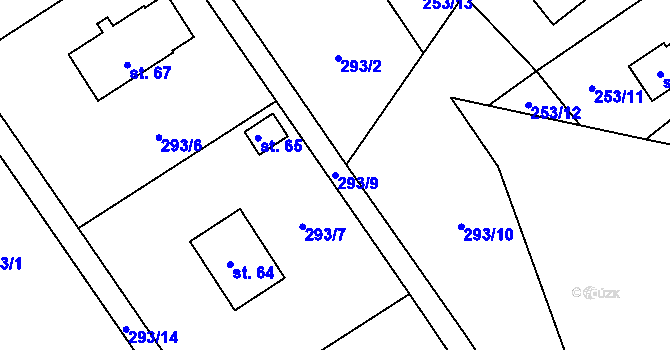 Parcela st. 293/9 v KÚ Střítež pod Křemešníkem, Katastrální mapa