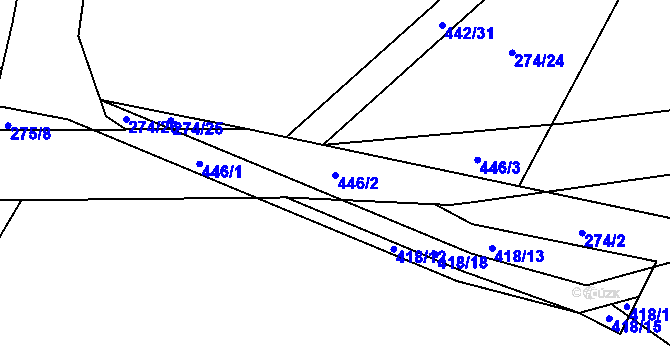Parcela st. 446/2 v KÚ Střítež pod Křemešníkem, Katastrální mapa