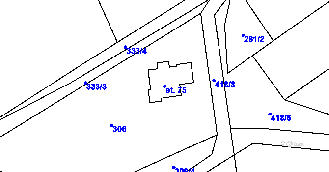 Parcela st. 75 v KÚ Střítež pod Křemešníkem, Katastrální mapa