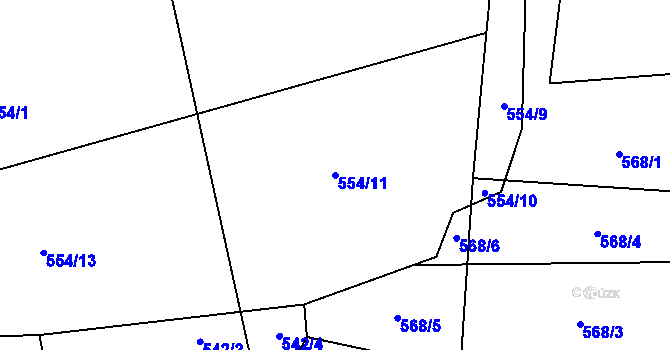 Parcela st. 554/11 v KÚ Bor u Božejova, Katastrální mapa