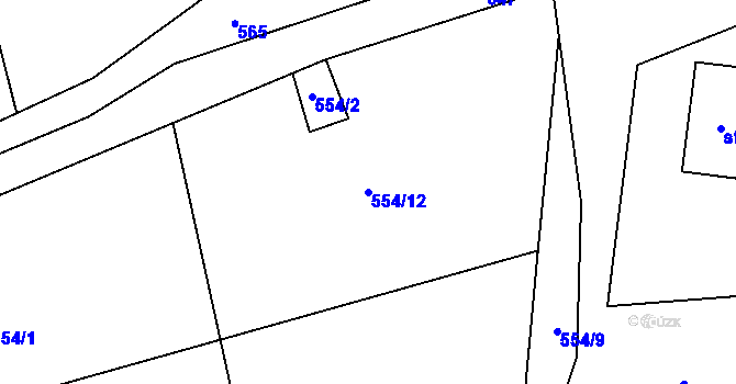 Parcela st. 554/12 v KÚ Bor u Božejova, Katastrální mapa