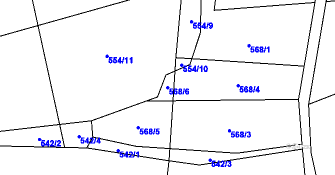 Parcela st. 568/6 v KÚ Bor u Božejova, Katastrální mapa