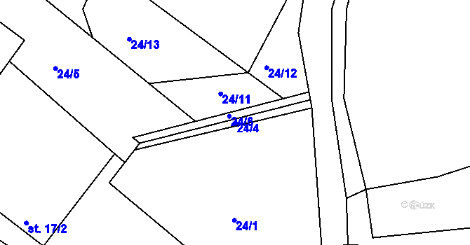 Parcela st. 24/4 v KÚ Krumvald, Katastrální mapa