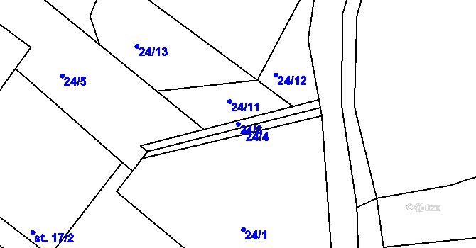 Parcela st. 24/6 v KÚ Krumvald, Katastrální mapa
