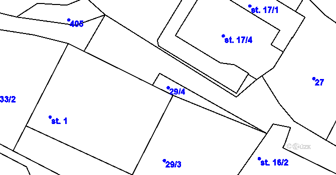 Parcela st. 29/4 v KÚ Krumvald, Katastrální mapa